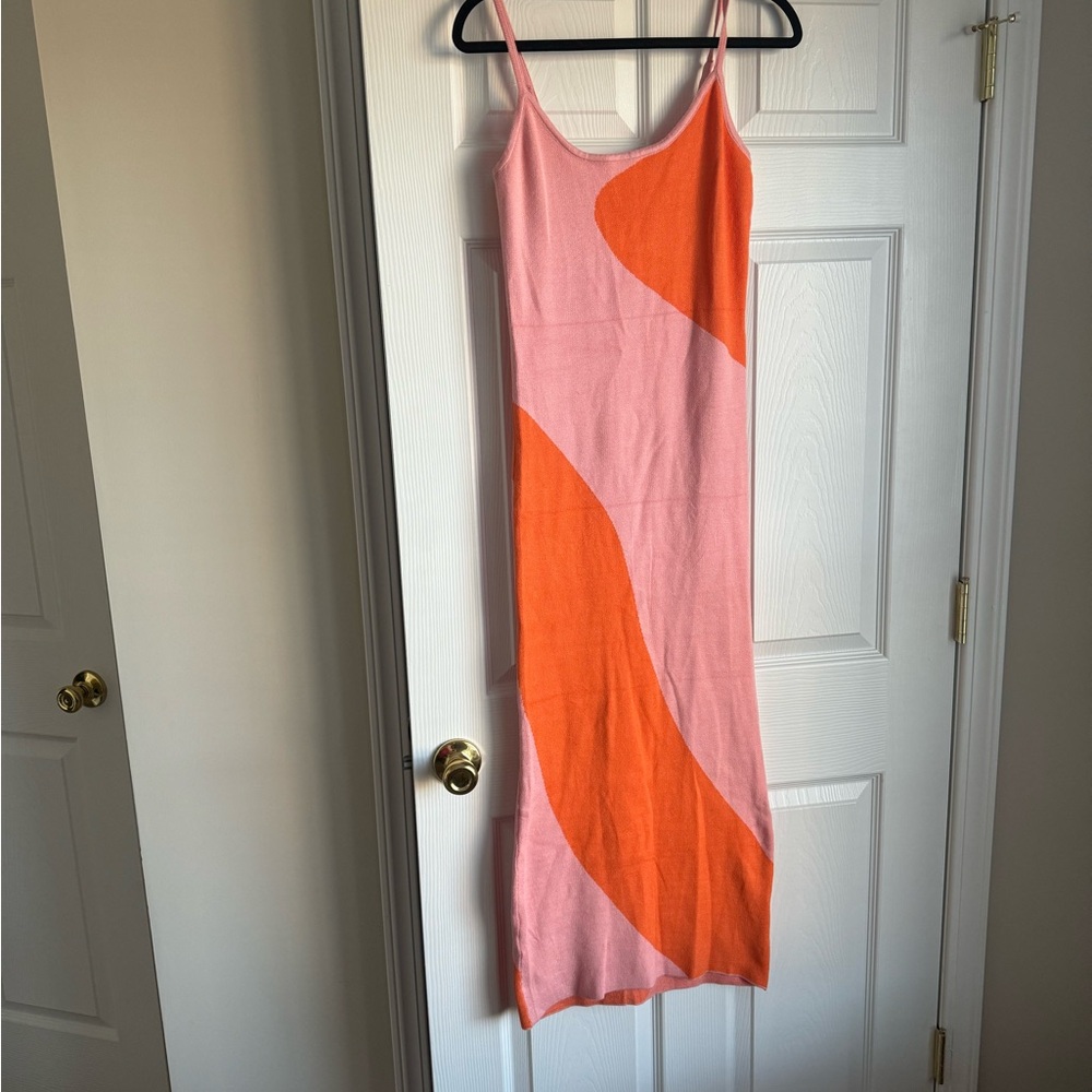 Stylish Pink and Orange Knit Dress